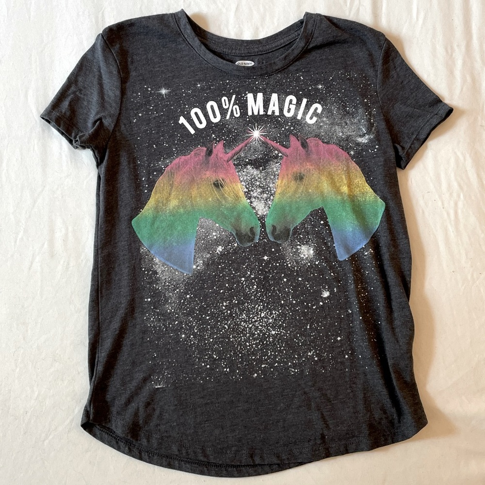Gray Rainbow Unicorn T-shirt - GIRLS